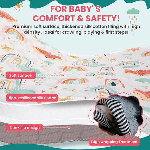 Floor,50x50 Inch Baby Play Mat for Soft Padding Crawling Mat for Playpen, Foldable and Machine Washable, Thick