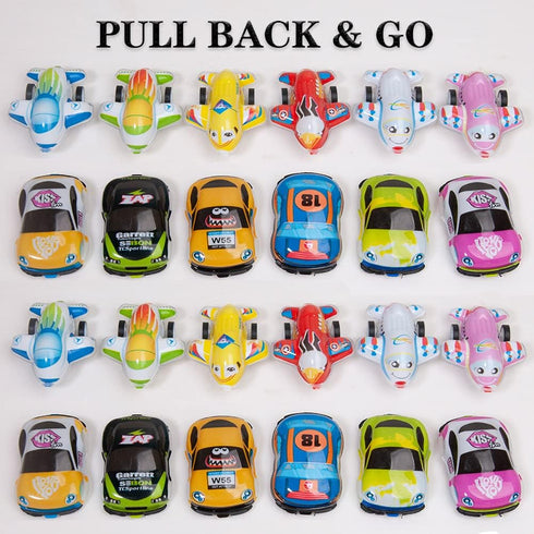 46 Pcs Mini Pull Back Planes and Cars for Toddlers, Racing Vehicles Set for Kids, Bulk Toys for Classroom Prizes