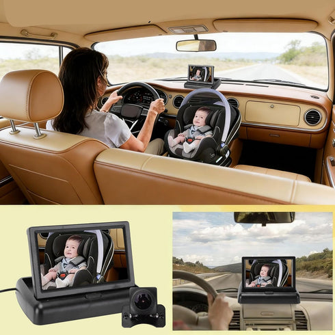Mumusuki 4.3 Inch 140 Baby Car Camera, Display Wide Angle Lens Real Time Monitoring Car Seat Monitor for Cars Backseat