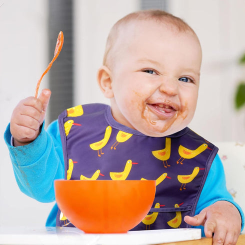 6Pcs Baby Feeding Bibs, Waterproof Toddler Bib Set with Crumb Catcher Pocket for 6-24 Months