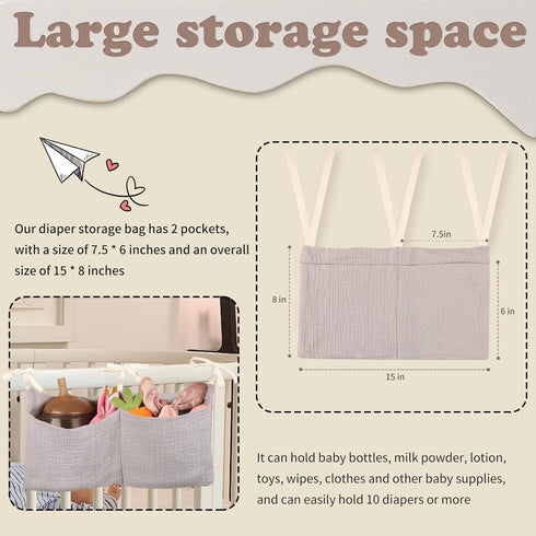 zonBroth Dormitory Bed-Bunk Organizing Bag Nappy-bags Organizer Bedside Hanging Bags Milk Bottle Bib-Storage Bag Crib