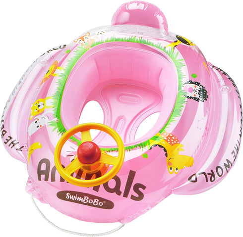 Swimbobo Toddler Pool Float with Seat Boat Inflatable Ride-on Car for Kids