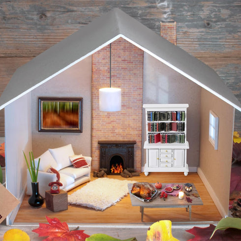 Chivertion 1:12 48 Scale Dollhouse Miniature Wooden Bookshelf Bookcase with Pcs Miniature Books Mini Tiny Books