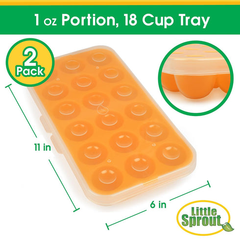 Sprout Cups (2 Pack) Baby Food Storage Tray - Silicone Pop Out Portion Freezer Tray - Breast Milk and Food Storage Made