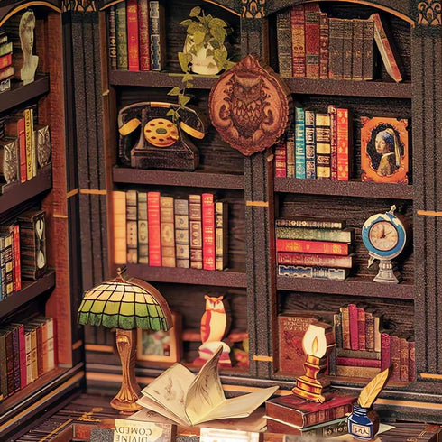Cozy Hands Craft DIY Miniature Kit Book Nook - Owl Bookstore | Enchanting Nocturnal Library | Whimsical Design, Vintage