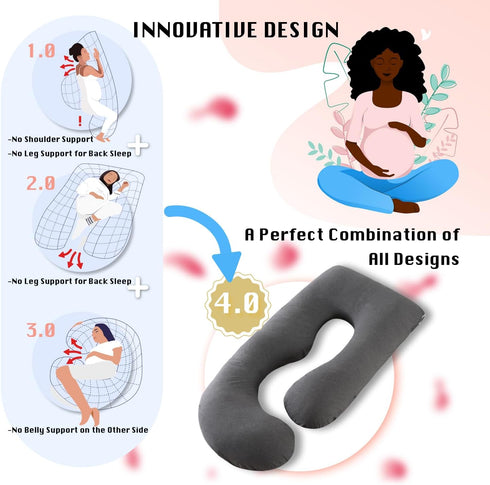 ALLOPERA 57 Inch Pregnancy Pillow, Full Body Maternity Pillow with Removable Washable Cover - Sleep Support for Legs