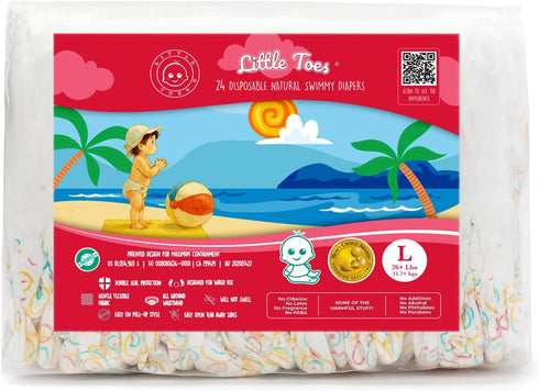 Little Toes Premium Natural Disposable Swim Diapers, Size 5 Large (26+ lbs)