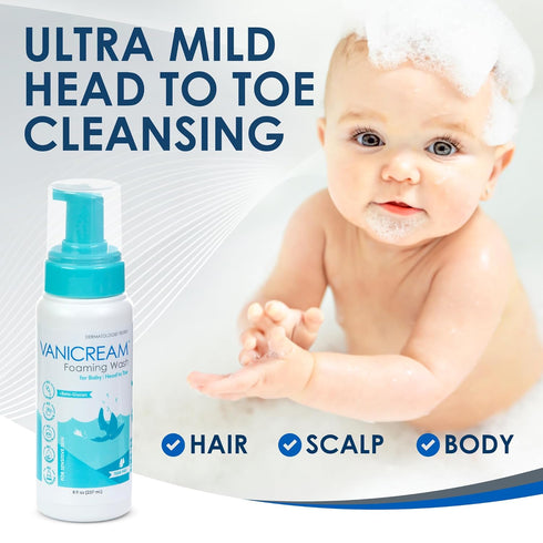 8 Oz, Common Vanicream Foaming Wash for Baby, Gentle Cleanse and Moisture, Tear-Free Baby Shampoo and Body Wash