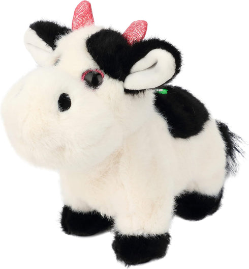 Cuteoy Walking Black Cow Stuffed Animal Speaking Moo Plush Cattle Electric Interactive Animated Plushies Toy for Girls