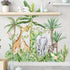 Runtoo Tropical Jungle Animal Wall Decals, Giraffe Elephant Plants Wall Stickers for Kids Room Bedroom Wall Decor