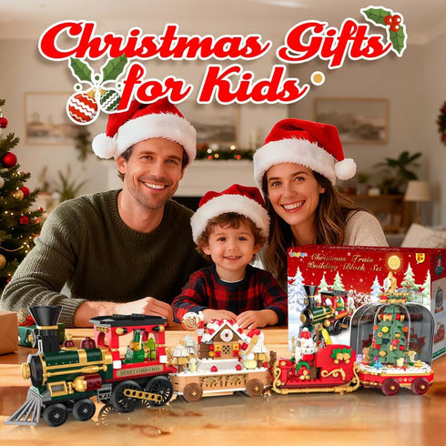 Set, Sets 8+(1041 Christmas Train Building Blocks Trian Model Building Toy Collectible Holiday Block for Boys & Girls