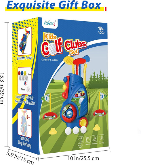 Set, 1 2 3 4 Liberry Toddler Golf Upgraded Kids Golf Cart with Unique Shoulder Strap Design, Indoor Outdoor Sports Toys