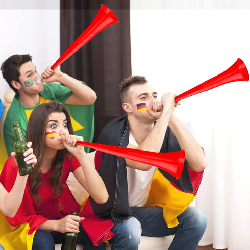 12 24 Inch Treela Pcs Collapsible Stadium Horn and Metal Cowbells Vuvuzela Horn Blow Plastic Trumpet Cow Bells