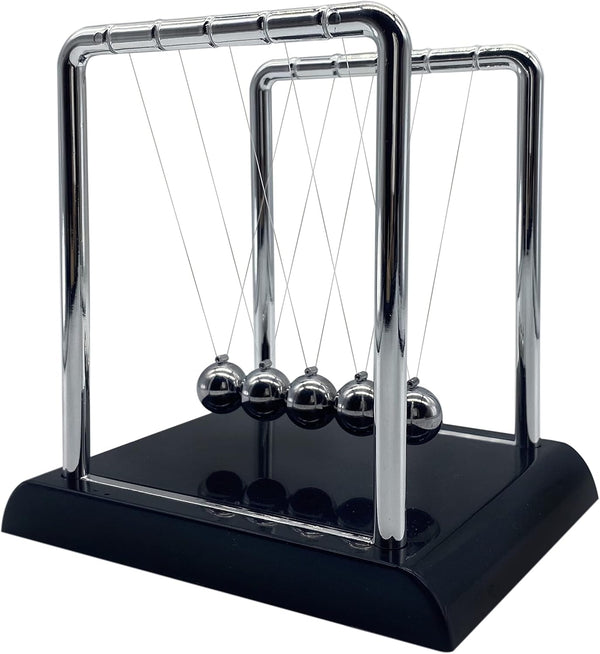 Newton's Cradle Balance Balls with Black Base, Fun Physics Learning Accessories and Stress Relief Desk Toy