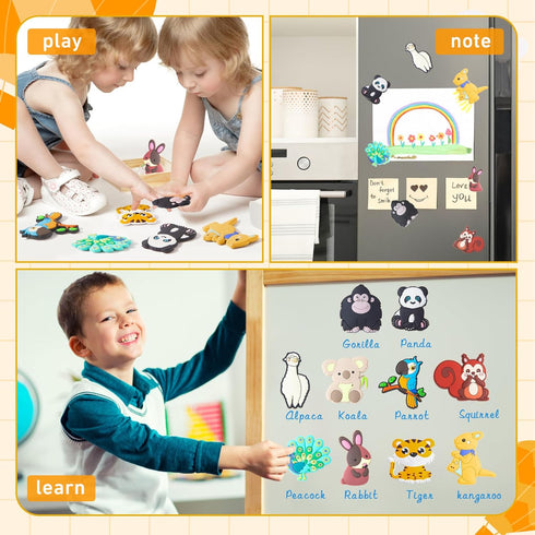 Fridge Magnets for Toddlers 1-3, Large Size Educational Magnetic Toys for Kids, Cute Animal Refrigerator Magnets