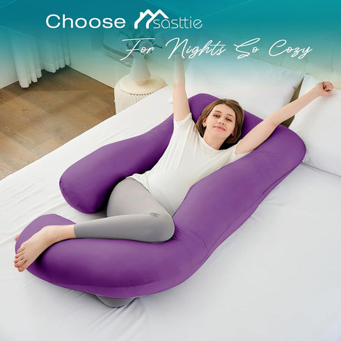 Sasttie Pregnancy Pillows for Sleeping, U Shaped Cooling Full Body Pillow with Removable Cover, Pregnant Women Must