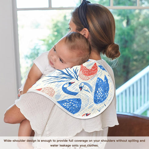 decor gift 4 Pack 22x11in Cotton Muslin Baby Burp Cloths Breathable Red Blue Swans Art Baby Cloth for Gender Neutral