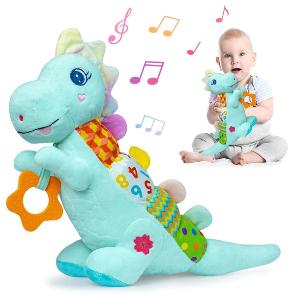 Holaxander Baby Dino Plush Soft Stuffed Animal Toy for 0-3-6-12+ Months,Infant Musical Toy