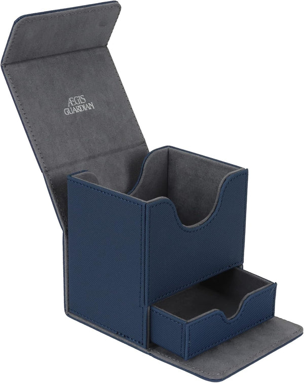 AEGIS GUARDIAN Card Deck Box with Dice Tray for MTG Cards, PU Leather Storage Box for 150+ Sleeved Cards