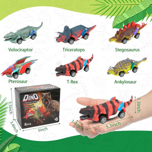 3-5 6 Pack 3 4 5 EASYFUN Dinosaur Toys for Kids Pull Back Toy Cars Dino Toys for and Up Boys Girls Dinosaur Games
