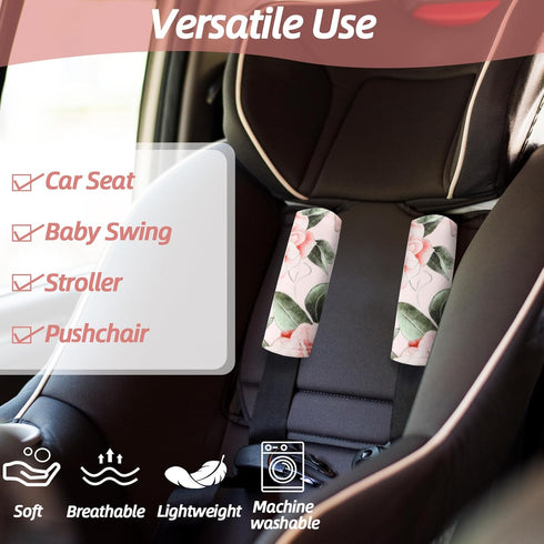 Baby Car Seat Strap Pads, Car Seat Strap Shoulder Covers for Baby Infant Toddler, Double-Sided Car Seat Belt Covers