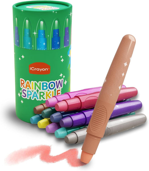 12 Colors Rainbow Sparkle Metallic Watercolor Gel Crayons, Glitter Twistable Crayons for