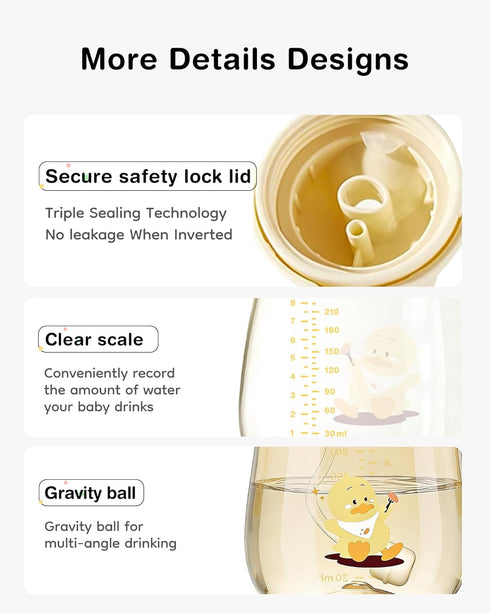 6-12 8oz,Yellow Dr.isla PPSU Weighted Straw Training Cup for Months Babies, Spill Proof Transition Sippy Cup for Bottle