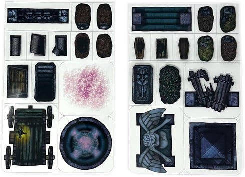 Graveyard - 48pc Double-Sided Graveyard & Terrain Pieces, Roleplaying Objects for Dungeons & Dragons, DND 5E