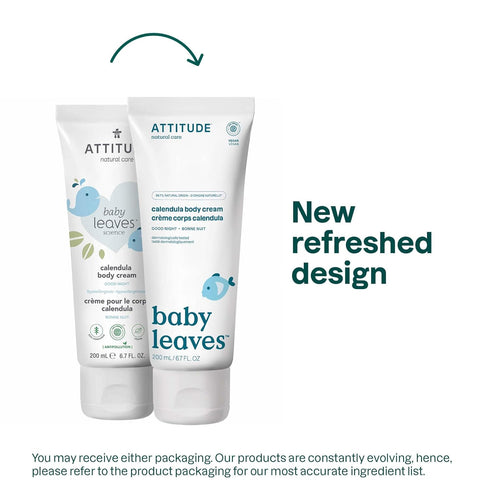 ATTITUDE Body Cream for Baby, EWG Verified, Made with Naturally Derived Ingredients, Vegan, Good Night, 6.7 Fl Oz