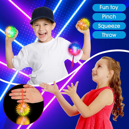 60 18 2.17'' Sotiff Pcs Pcs Light up Ball Spiky LED Ball Bouncy Glow in the Dark Party Favor Stress Relief Flashing