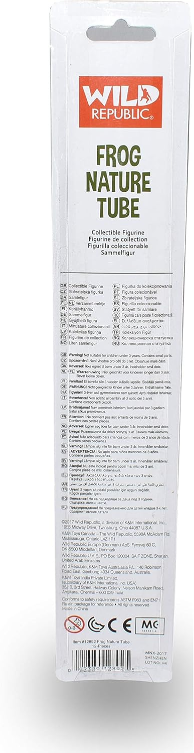 Wild Republic Frog Nature Tube, 12-Piece Amphibian Figures, Educational Frog Toys for Kids