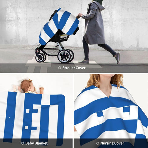 CQMZJHU Greek Flag Baby Car Seat, Rain Shelter, Multifunctional Nursing Cover for Newborns, Mother Care, Breastfeeding