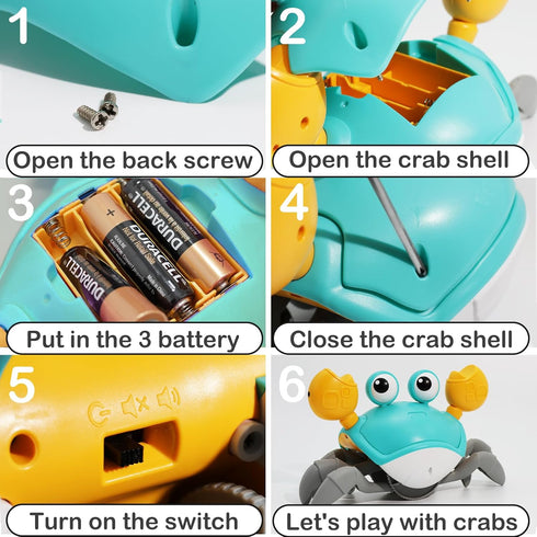 Pbooo Crawling Crab Baby Toy - Interactive Walking Dancing Crab Toy (Infrared Sensing) for 3-12 Months, Toddler Learning