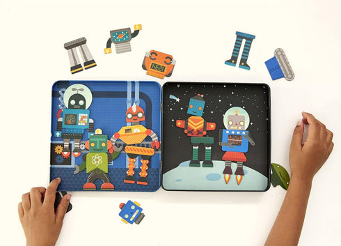 Petit Collage Magnetic Play Set, Robot Remix - Mix & Match Game Board for Ages 3+