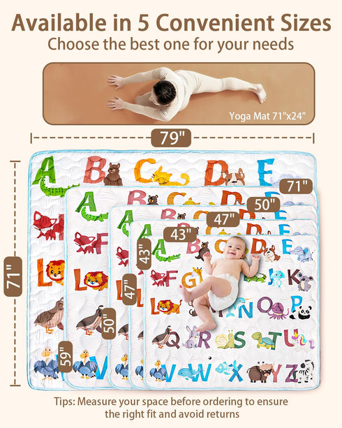 71x79 Baby Play Mat, Mat with Super Soft Touch, Activity Mat with Upgraded Anti-Slip Bottom, Machine Washable Crawling