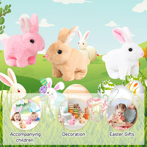 Nenrte Bunny Realistic Bunny Toy, Easter Bunny Toy, Rabbit Interactive Hopping Bunny Toy-Jumping, Twitching