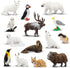 Toymany 14PCS Tiny Polar Animal Figurines, Plastic Arctic Animal Set for Kids Birthday Party Gifts