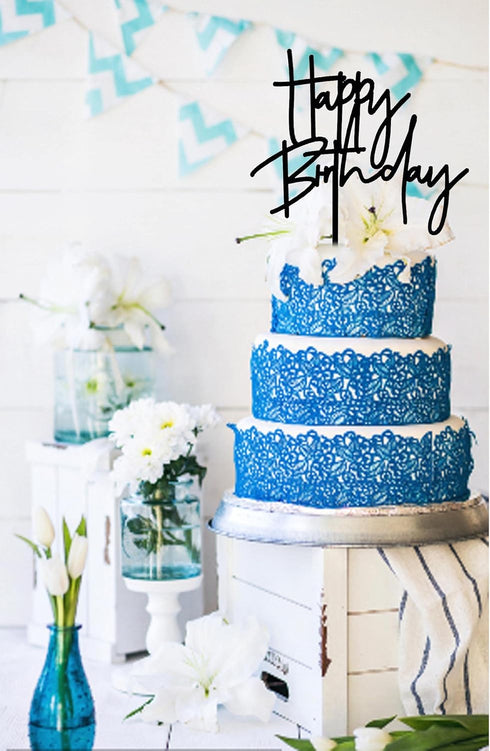 DIY Black Acrylic Happy Birthday Cake Topper