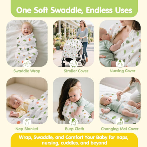 Set Set, hahaland Baby Shower Gift for New Mom, Newborn Gift for Boys & Girls with Swaddle Blanket, Rattle Socks