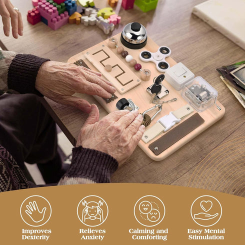 Dementia Activities for Seniors-Fidget Busy Board-Alzheimers Products for Elderly-Memory Games for Autism
