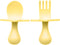 Elli&Nooli Toddler Silverware Set, 2-Piece Yellow Silicone Baby Feeding Utensils, Self-Feeding with Choke Barrier
