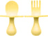 Elli&Nooli Toddler Silverware Set, 2-Piece Yellow Silicone Baby Feeding Utensils, Self-Feeding with Choke Barrier