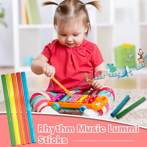 Yookeer 30 Pcs Rhythm Sticks for Kids - Wooden Lummi Music Toys Percussion Instruments for Classroom Play