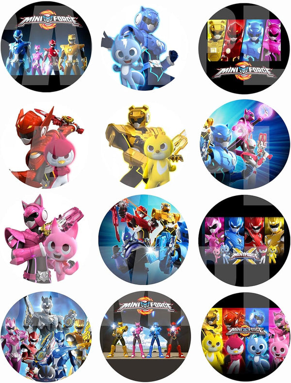 MINI FORCE Stickers - Large 2.5“ Round DIY Party Favor Labels for Gift Bags, Cards, Boxes - 12 pcs, Multi