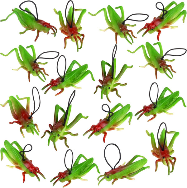 16Pcs Plastic Grasshoppers Toys for Kids, Fake Bugs Easter Party Favors for Insect Themed Party