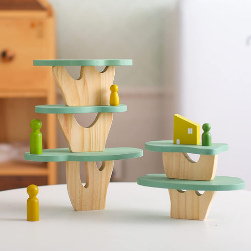 Pack 15 WOODEN TEETHER Wooden Tree Toy of Wood Forest Sensory Toys for Boys and Girls Educational Montessori Toys
