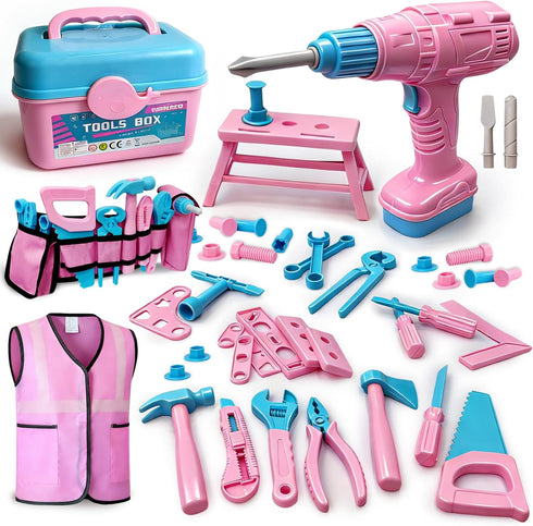 Kids Tool Set 55Pcs Tool Box Toddler Tool Kit for Girls Play