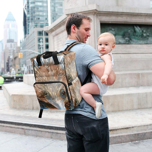 SUABO Backpack Baby Diaper Bag Watercolor Echidna Face Large Bag Waterproof Travel Diaper Bags for Moms and Dads