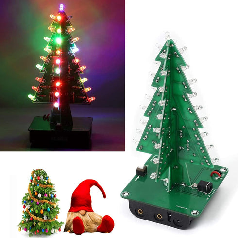 Adeept Colorful 3D Xmas Christmas Tree Led DIY Kits, 7 Color Flash RGB LED Circuit Electronic Assemble Funny Kits, STEM Project PCB Board for Student Teens Soldering Practice Learning