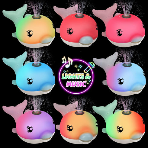 2024 Upgraded Rechargeable Baby Bath Toys, Dolphin Spray Water Light Up Musical Toys for Toddlers